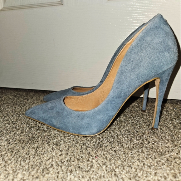 Steven Madden Daisie Denim Blue Suede Heels - Picture 2 of 4